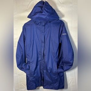 COLUMBIA Omni-Tech Waterproof Breathable Indigo Blue Hooded Jacket Women's XL